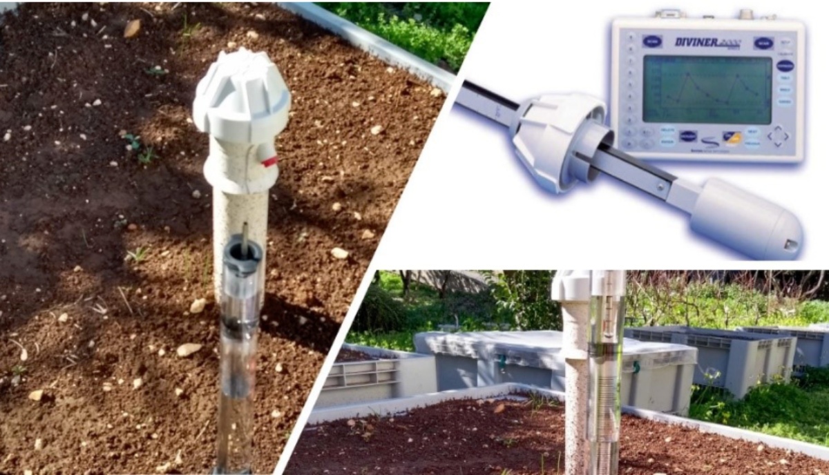 Pozzetto di accesso in pvc per il monitoraggio del contenuto idrico del suolo in cassoni presso il Crea-AA di Bari con la sonda Diviner 2000 (Sentek)